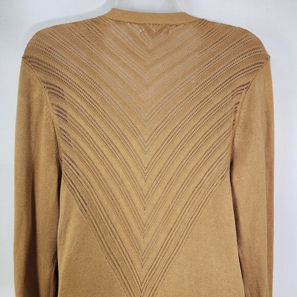 Maurices Cardigan Sweater Size XL Gold Pointelle Back Open Front Long Sleeve - Picture 6 of 11